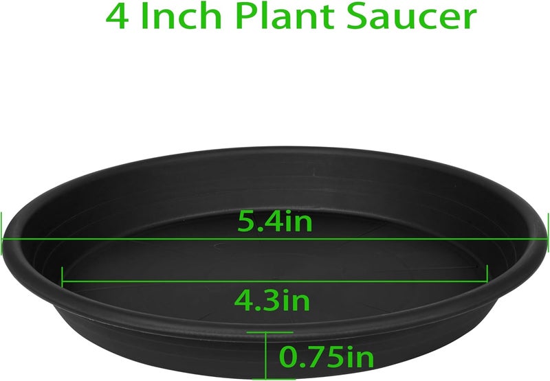 Grjoprt 6 Pack Plant Saucers for Indoors, 4 5 6 7 8 9 10 11 12 13 15 17 19 inch Plant Water Catcher Tray, Heavy Sturdy Plant Drainage Tray for Indoors, Flower Saucers for Nursery Pots (5", Black) - Image 2
